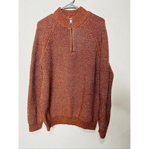 Alesbury Orange Gingerbread Marled Pullover 1/4 Zip Sweater Men's Sz L